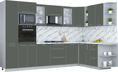 Кухонный гарнитур Интерлиния Мила Пластик 1.88x3.2 PR - фото