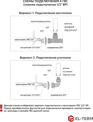 Полотенцесушитель водяной El-term Лион с полкой П5 500x700