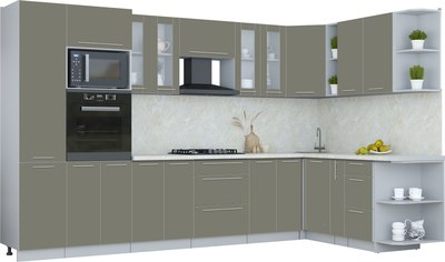 Кухонный гарнитур Интерлиния Мила Пластик 1.88x3.4 PR - фото