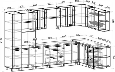 Кухонный гарнитур Интерлиния Мила Пластик 1.88x3.4 PR