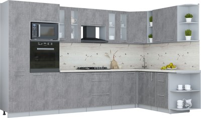 Кухонный гарнитур Интерлиния Мила Пластик 1.88x3.4 PR - фото