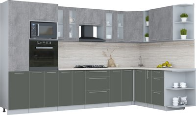 Кухонный гарнитур Интерлиния Мила Пластик 1.88x3.4 PR - фото