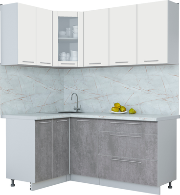 Кухонный гарнитур Интерлиния Мила Пластик 1.2x1.8 - фото