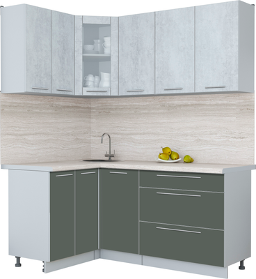 Кухонный гарнитур Интерлиния Мила Пластик 1.2x1.8 - фото
