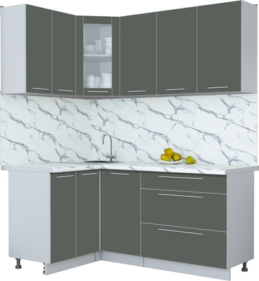 Кухонный гарнитур Интерлиния Мила Пластик 1.2x1.8 - фото