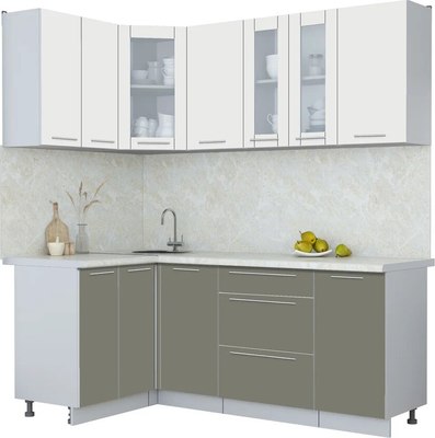 Кухонный гарнитур Интерлиния Мила Пластик 1.2x2.0 - фото