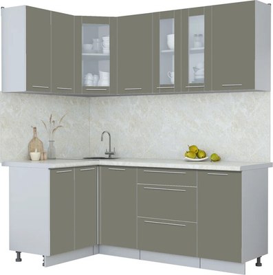 Кухонный гарнитур Интерлиния Мила Пластик 1.2x2.0 - фото