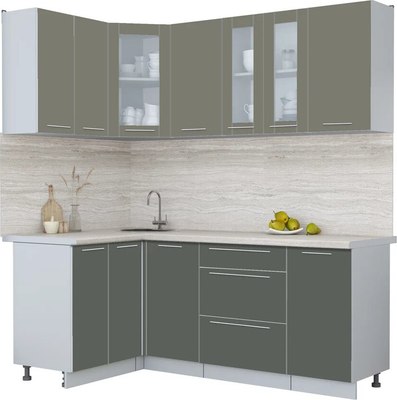 Кухонный гарнитур Интерлиния Мила Пластик 1.2x2.0 - фото