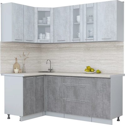 Кухонный гарнитур Интерлиния Мила Пластик 1.2x2.0 - фото