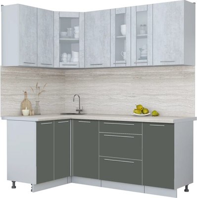 Кухонный гарнитур Интерлиния Мила Пластик 1.2x2.0 - фото