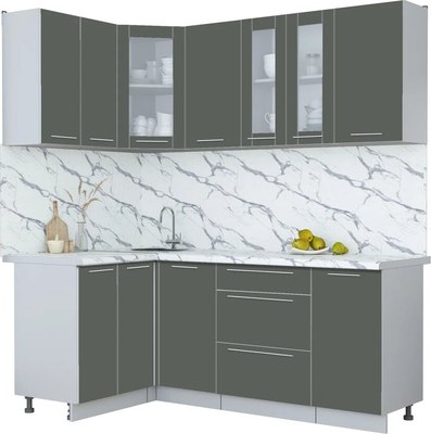 Кухонный гарнитур Интерлиния Мила Пластик 1.2x2.0 - фото