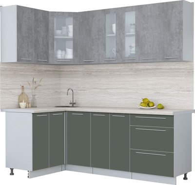 Кухонный гарнитур Интерлиния Мила Пластик 1.2x2.1 - фото