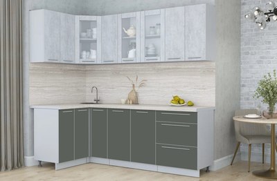 Кухонный гарнитур Интерлиния Мила Пластик 1.2x2.3