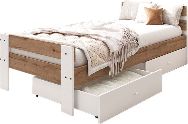 Односпальная кровать EcoWood Сидней-2 с ящиками 80х180 / ECO.001.00055.80-180.376WML/101SE - фото