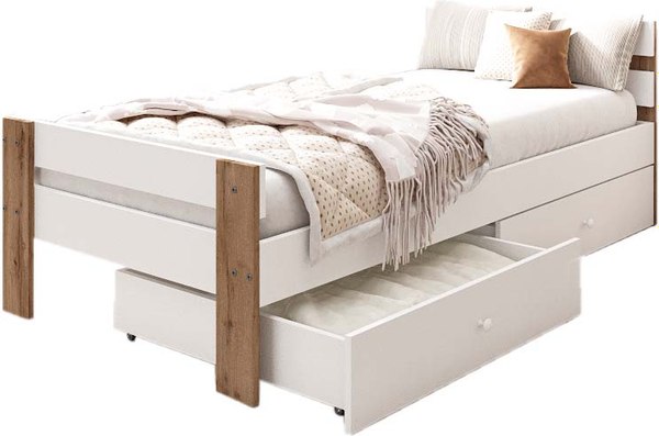 Односпальная кровать EcoWood Сидней-2 с ящиками 80х200 / ECO.001.00055.80-200.101SE/376WML - фото