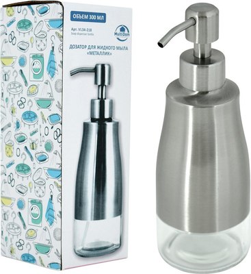 Дозатор для жидкого мыла Мультидом Металлик VL34-218