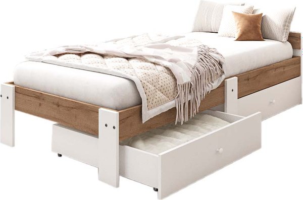 Односпальная кровать EcoWood Екта-2 с ящиками 80х180 / ECO.001.00059.80-180.376WML/101SE - фото