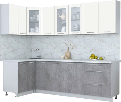 Кухонный гарнитур Интерлиния Мила Пластик 1.2x2.6 - фото