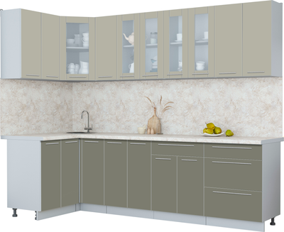Кухонный гарнитур Интерлиния Мила Пластик 1.2x2.7 - фото