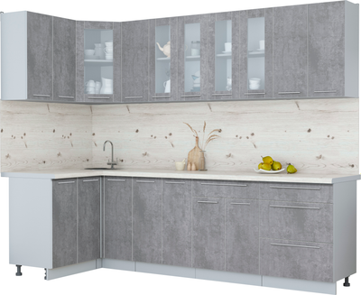 Кухонный гарнитур Интерлиния Мила Пластик 1.2x2.7 - фото