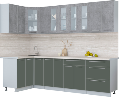 Кухонный гарнитур Интерлиния Мила Пластик 1.2x2.7 - фото