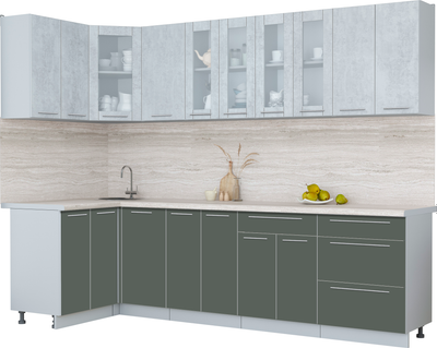 Кухонный гарнитур Интерлиния Мила Пластик 1.2x2.8 - фото