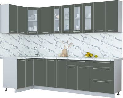 Кухонный гарнитур Интерлиния Мила Пластик 1.2x2.8 - фото