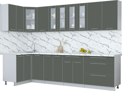 Кухонный гарнитур Интерлиния Мила Пластик 1.2x3.0 - фото