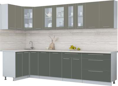 Кухонный гарнитур Интерлиния Мила Пластик 1.2x3.1 - фото