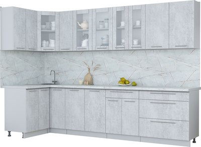 Кухонный гарнитур Интерлиния Мила Пластик 1.2x3.1 - фото