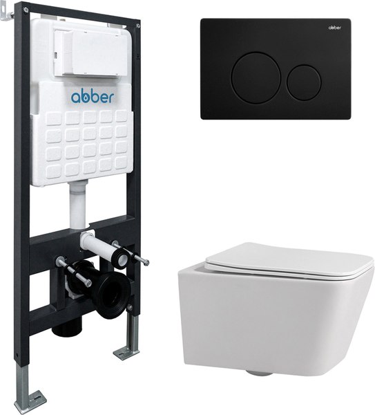 Унитаз подвесной с инсталляцией Abber Rechteck AC1201-AC0105-AC0121MB - фото