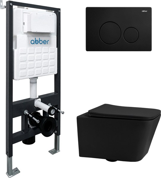 Унитаз подвесной с инсталляцией Abber Rechteck AC1201MB-AC0105-AC0121MB - фото