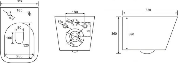 Унитаз подвесной с инсталляцией Abber Rechteck AC1201MB-AC0105-AC0121MB