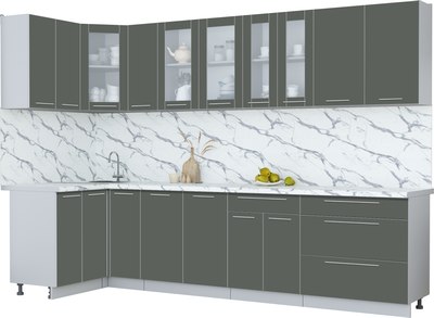 Кухонный гарнитур Интерлиния Мила Пластик 1.2x3.1 - фото