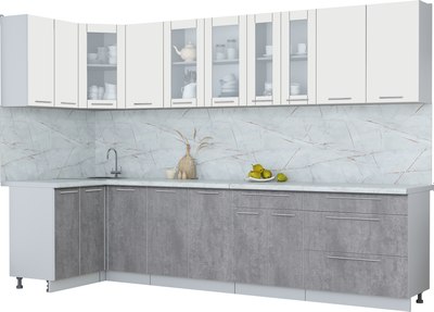 Кухонный гарнитур Интерлиния Мила Пластик 1.2x3.2 - фото