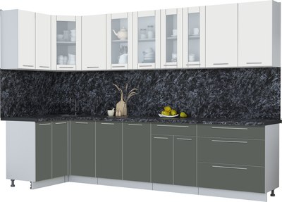 Кухонный гарнитур Интерлиния Мила Пластик 1.2x3.2 - фото