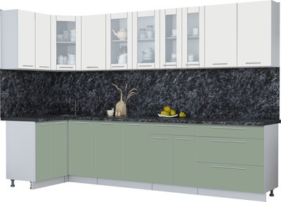 Кухонный гарнитур Интерлиния Мила Пластик 1.2x3.2 - фото