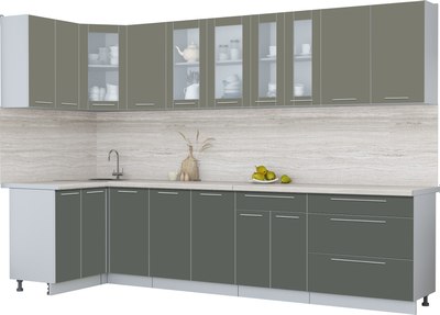 Кухонный гарнитур Интерлиния Мила Пластик 1.2x3.2 - фото