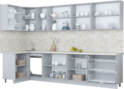 Кухонный гарнитур Интерлиния Мила Пластик 1.2x3.2