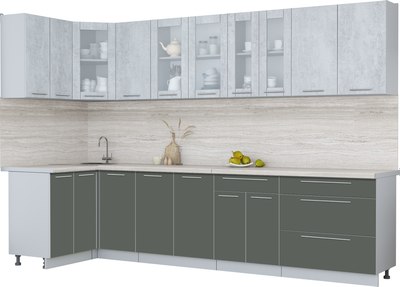 Кухонный гарнитур Интерлиния Мила Пластик 1.2x3.2 - фото