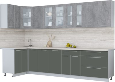 Кухонный гарнитур Интерлиния Мила Пластик 1.2x3.2 - фото