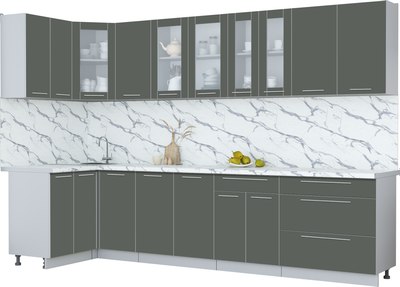Кухонный гарнитур Интерлиния Мила Пластик 1.2x3.2 - фото