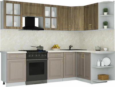 Кухонный гарнитур Интерлиния Мила Шато 1.5x2.6 PR - фото