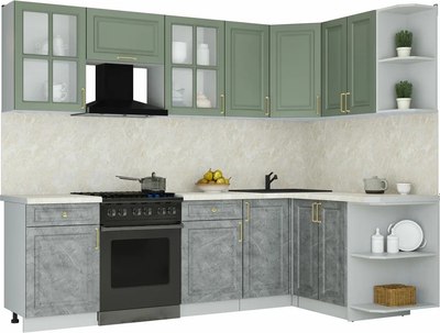 Кухонный гарнитур Интерлиния Мила Шато 1.5x2.6 PR - фото