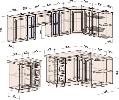 Кухонный гарнитур Интерлиния Мила Шато 1.5x2.7 PR