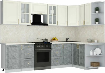 Кухонный гарнитур Интерлиния Мила Шато 1.5x2.9 PR - фото