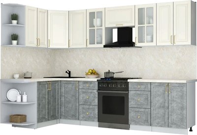 Кухонный гарнитур Интерлиния Мила Шато 1.5x3.0 LV - фото