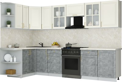 Кухонный гарнитур Интерлиния Мила Шато 1.5x3.1 LV - фото