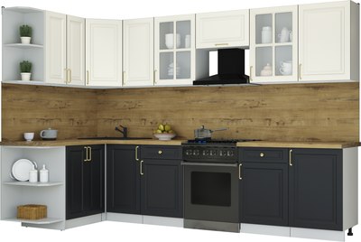 Кухонный гарнитур Интерлиния Мила Шато 1.5x3.1 LV - фото