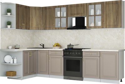 Кухонный гарнитур Интерлиния Мила Шато 1.5x3.1 LV - фото